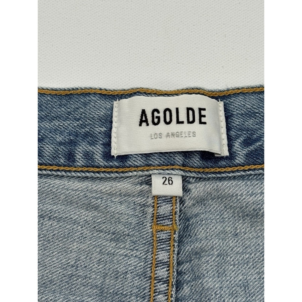Agolde Criss Cross Jeans Womens Size 26 Blue Light Wash Denim Button Fly USA - Picture 4 of 11